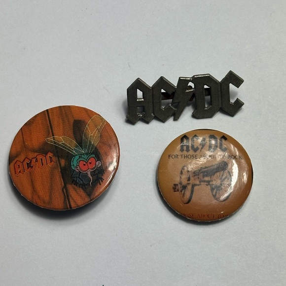 AC/DC Other - Vintage AC/DC  Rock Band  Lapel  Stick pin Lot Of 3